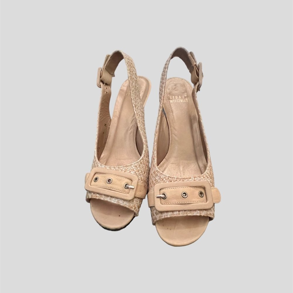 Stuart Weitzman Size 6 Open Peep Toe Sling Back S… - image 1